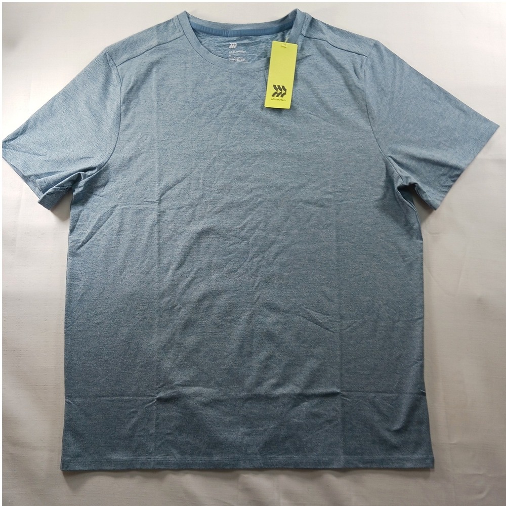 All In Motion Mens Soft Stretch T-Shirt Blue Heather M Short Sleeve UPF 50+